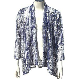 Chicos Traveler Collection Open Front Net Cover Up Elegant Breezy Layering Piece